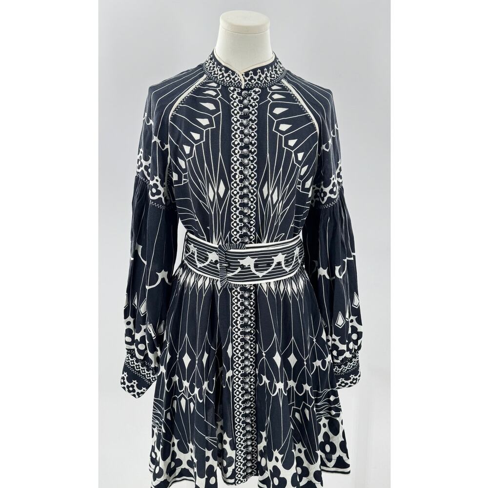 Scarlett Poppies Pernilla Short Dress Navy White Button up Linen Dress M